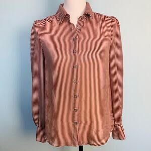 ModCloth Burgundy Striped Button Down Blouse Size XS